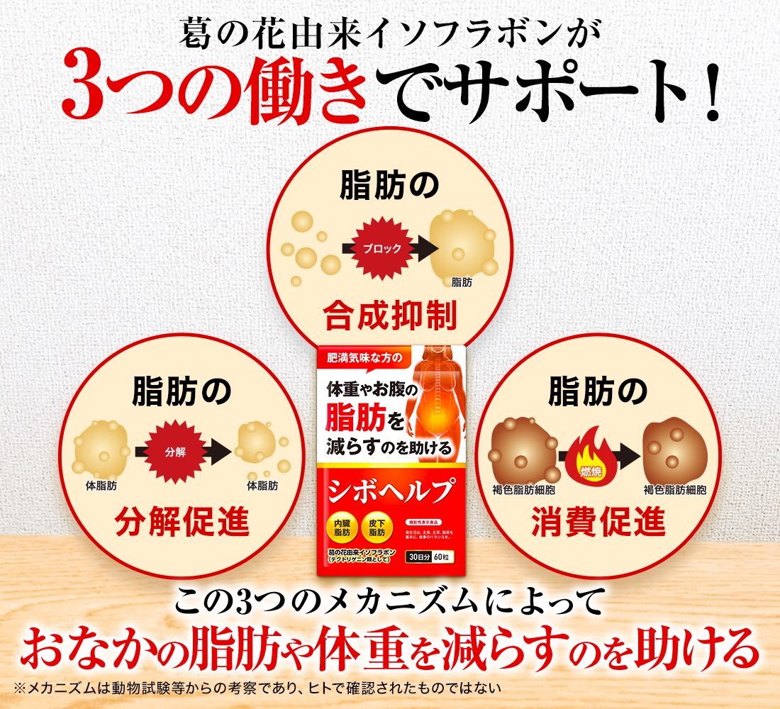 ◆賞味期限 2025.11 送料無料 ダイエット サプリ ダイエットサプリ 内臓脂肪 皮下脂肪 シボヘルシ シボヘルプ 葛の花配合 30日分の画像2