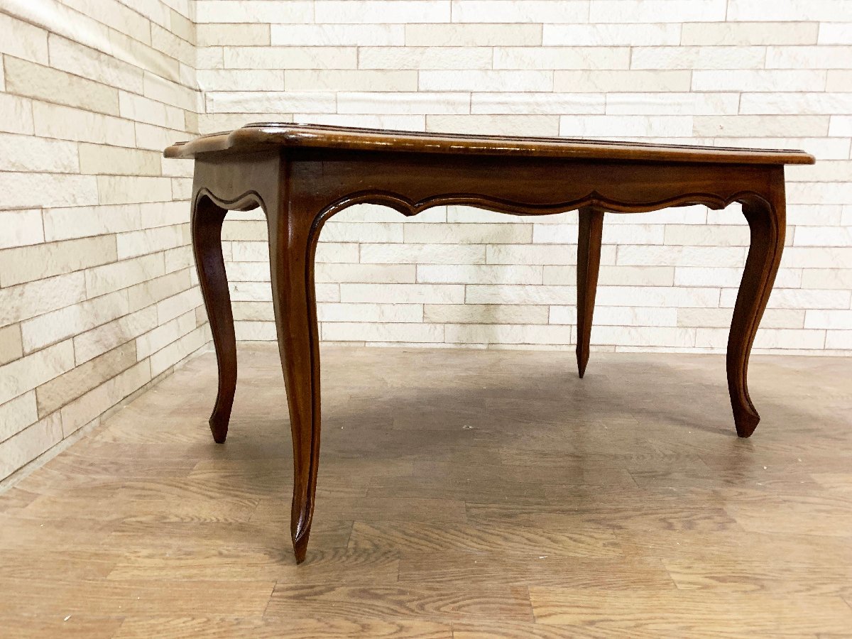 フランスアンティーク 木製 ローテーブル センターテーブル コーヒーテーブル 座卓 高さ47cm×横幅90cm×奥行50cm (B)の画像3