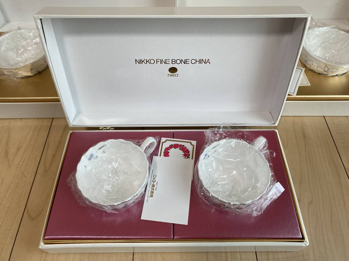 NARUMI　ナルミボーンチャイナ　NIKKO FINE BONE CHINA　カップ＆ソーサー　カップルティーセット　 コーヒーセット　未使用_画像2