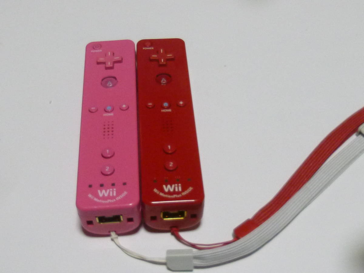 RS15【送料無料 即日発送 動作確認済】Wii リモコン モーションプラス ストラップ 2個セット 任天堂 純正 RVL-036 ピンク 赤　レッド_画像1