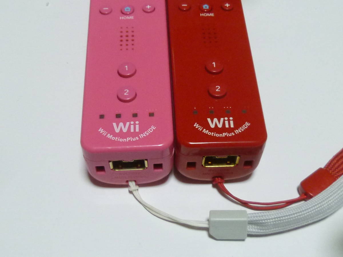 RS15【送料無料 即日発送 動作確認済】Wii リモコン モーションプラス ストラップ 2個セット 任天堂 純正 RVL-036 ピンク 赤　レッド_画像2