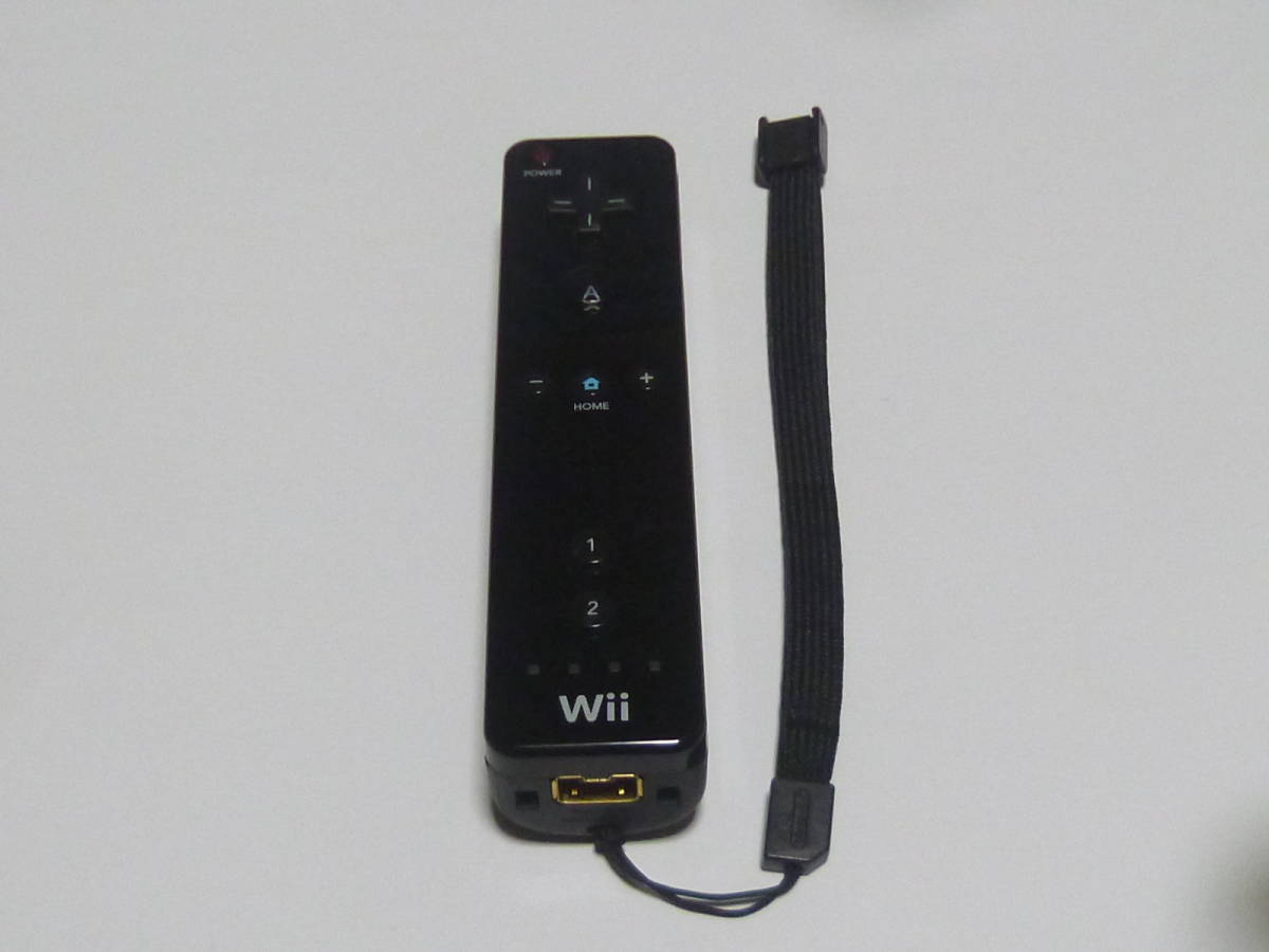 RS063【送料無料 即日発送 動作確認済】Wii リモコン 任天堂 純正 RVL-003 ブラック　ストラップ 黒 コントローラ 周辺機器 コントローラー_画像1