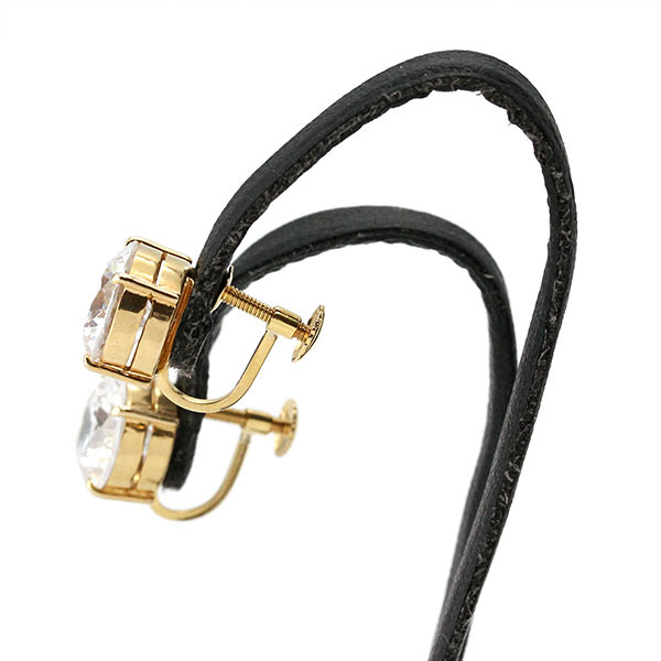 K18YG Cubic zircon earrings yellow gold 750 screw type accessory jewelry gem birthstone 12 month simple elegant 