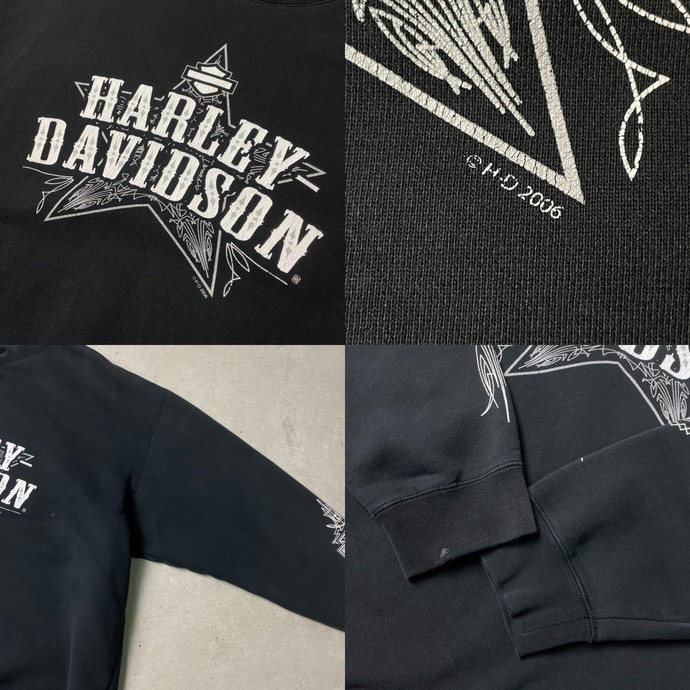 00年代 Harley-Davidson ハーレーダビッドソン プリントスウェットシャツ 袖プリ メンズXL相当_画像5