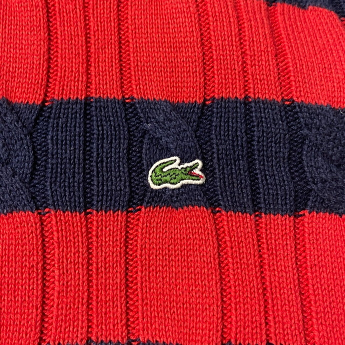 LACOSTE ラコステ コットンニットパーカー ボーダー柄 メレディースL相当_画像3