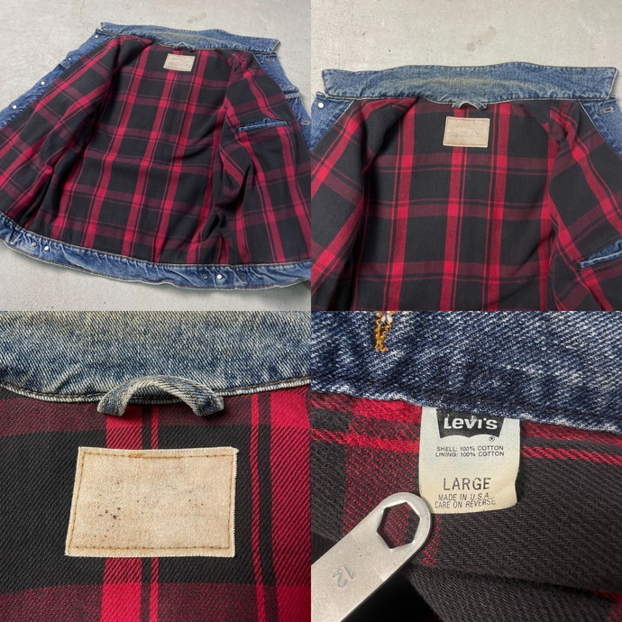 90年代 USA製 Levi's リーバイス 70427 4891 バッファローチェックライナー デニムジャケット メンズL_画像6