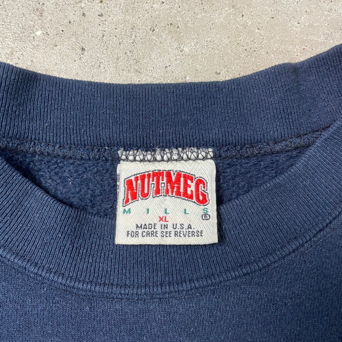 90年代 USA製 NUTMEG ナツメグ カレッジ チームロゴ プリント スウェットシャツ メンズXLの画像5