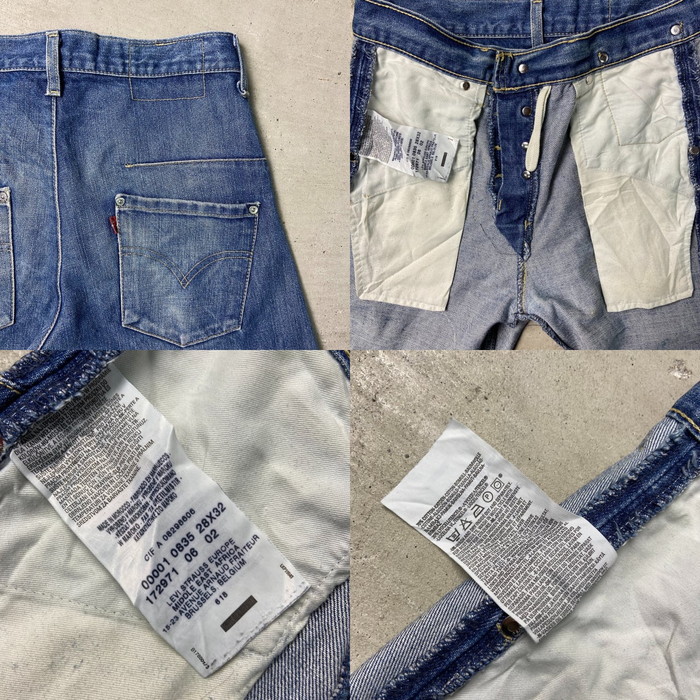 00年代 Levi's ユーロリーバイス ENGINEERED JEANS 立体裁断 変形デニムパンツ メンズW28 レディース_画像10