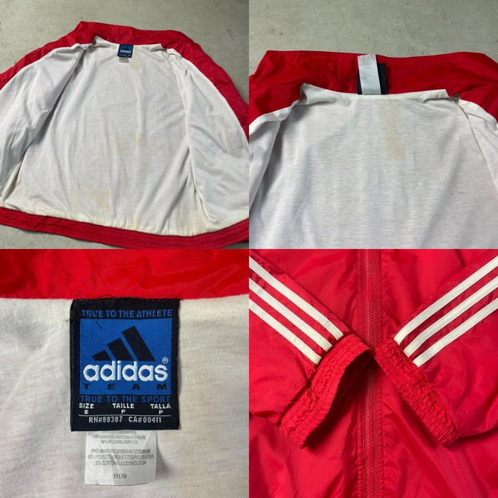 90年代 adidas TEAM アディダス チーム ナイロンジャケット パフォーマンスロゴ メンズL相当_画像3