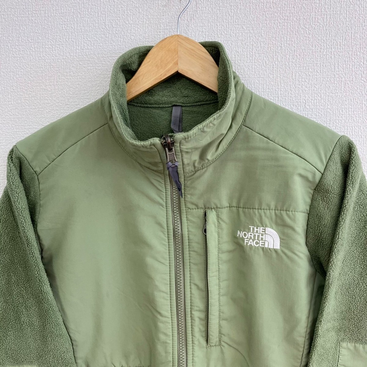 as23NL THE NORTH FACE ザノースフェイスサイズM/M フリースジャケット ブルゾン グリーン アウトドア キャンプ 防寒 レディース 古着の画像3