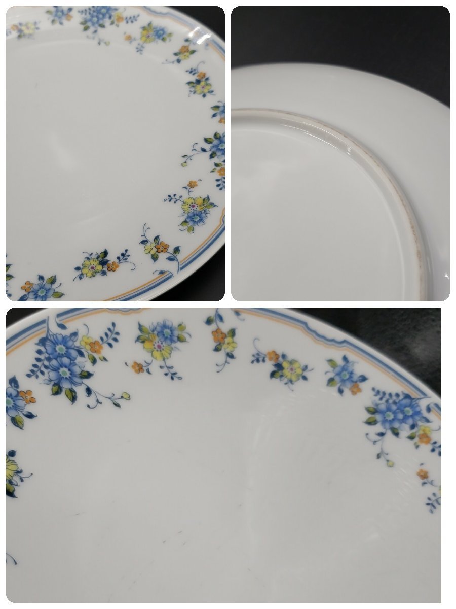 Noritake 楕円プレート 丸皿 小皿 9点セット プレートセット ノリタケ　ブルー系 花柄　洋食器　取り皿　アンティーク【100n178】_汚れ、キズがあります。