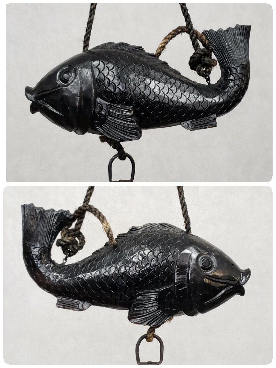 【代引可】 Yahoo!オークション - 囲炉裏吊 鯉 全長約58cm 木製 自在鍵 木工、竹工芸