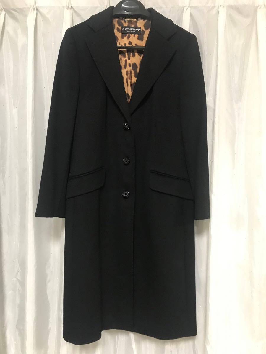 新品同様 希少 DOLCE &GABBANA カシミア 豹柄 ロングチェスター 新品同様 希少 DOLCE &GABBANA カシミア 豹柄 ロングチェスター