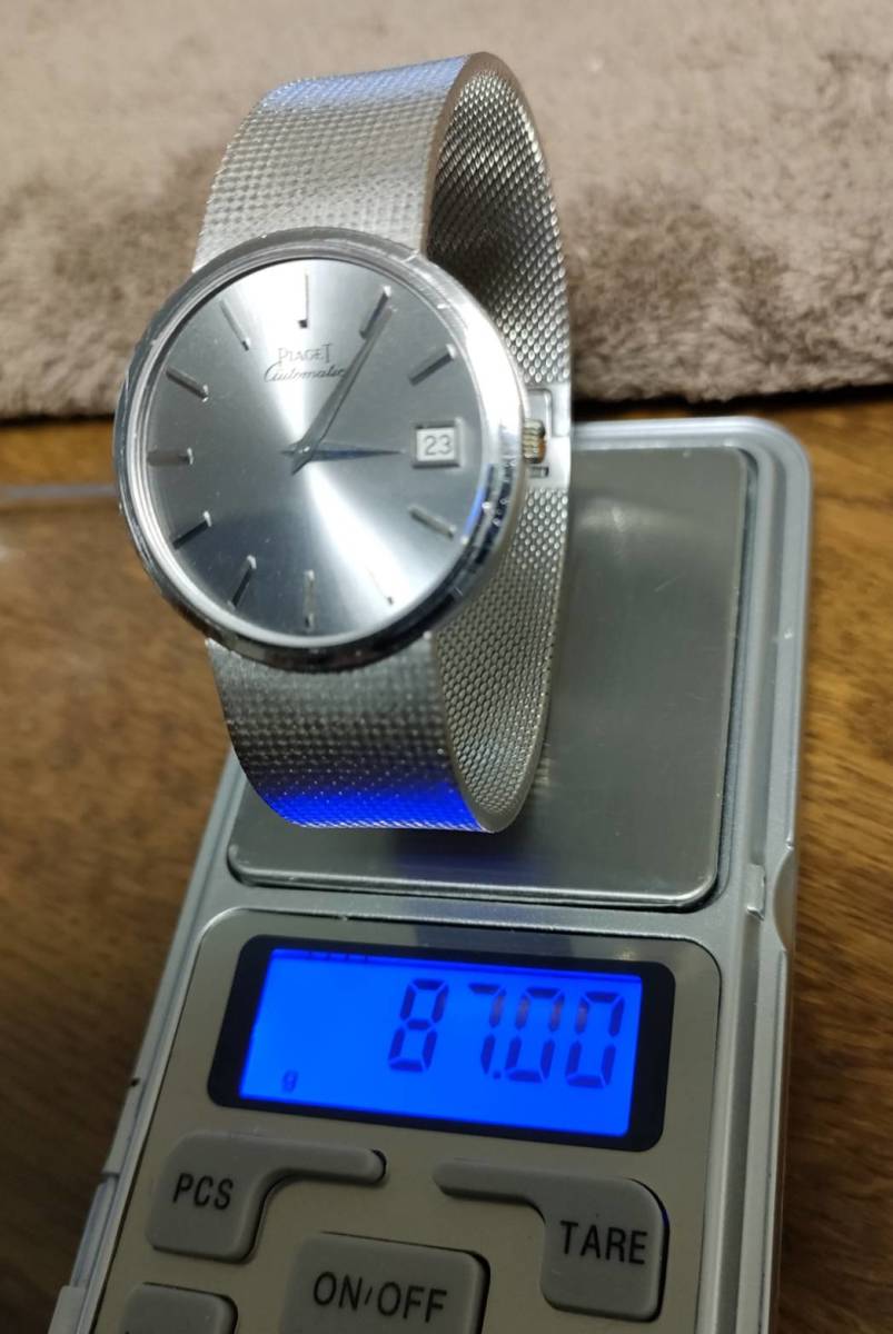 断捨離 美品 金無垢 PIAGET ピアジェ 超レア メンズ腕時計 ホワイトゴールド WG 総重量87g 手巻き 完動品 分解掃除・仕上げ済の画像3