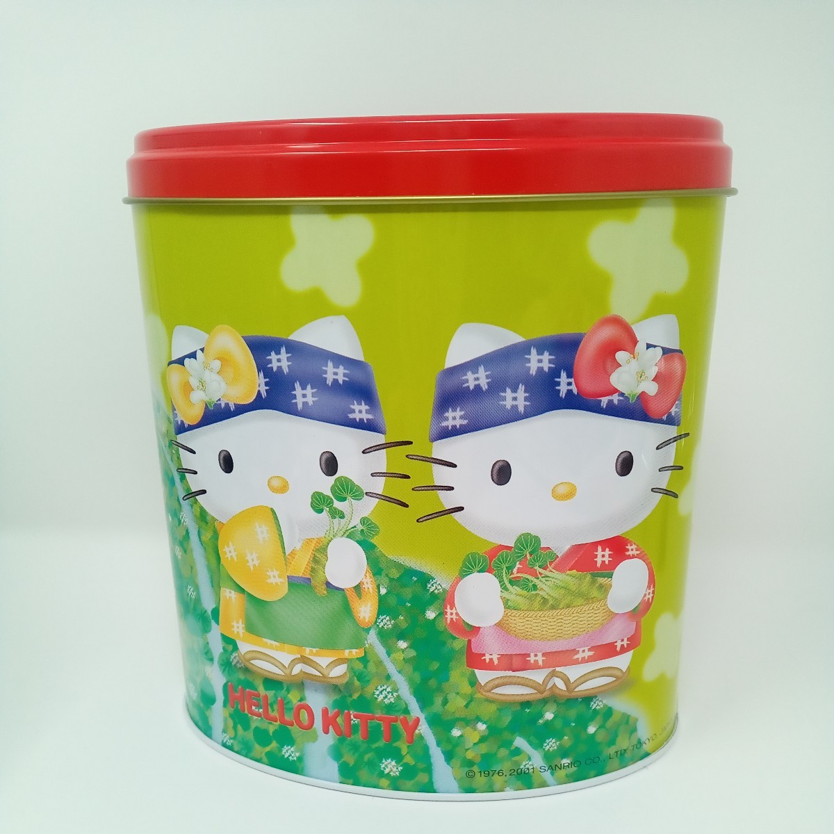 レトロ レア ハローキティ ミミィ 缶 空き缶 わさび せんべい お菓子 着物 和服 の画像1