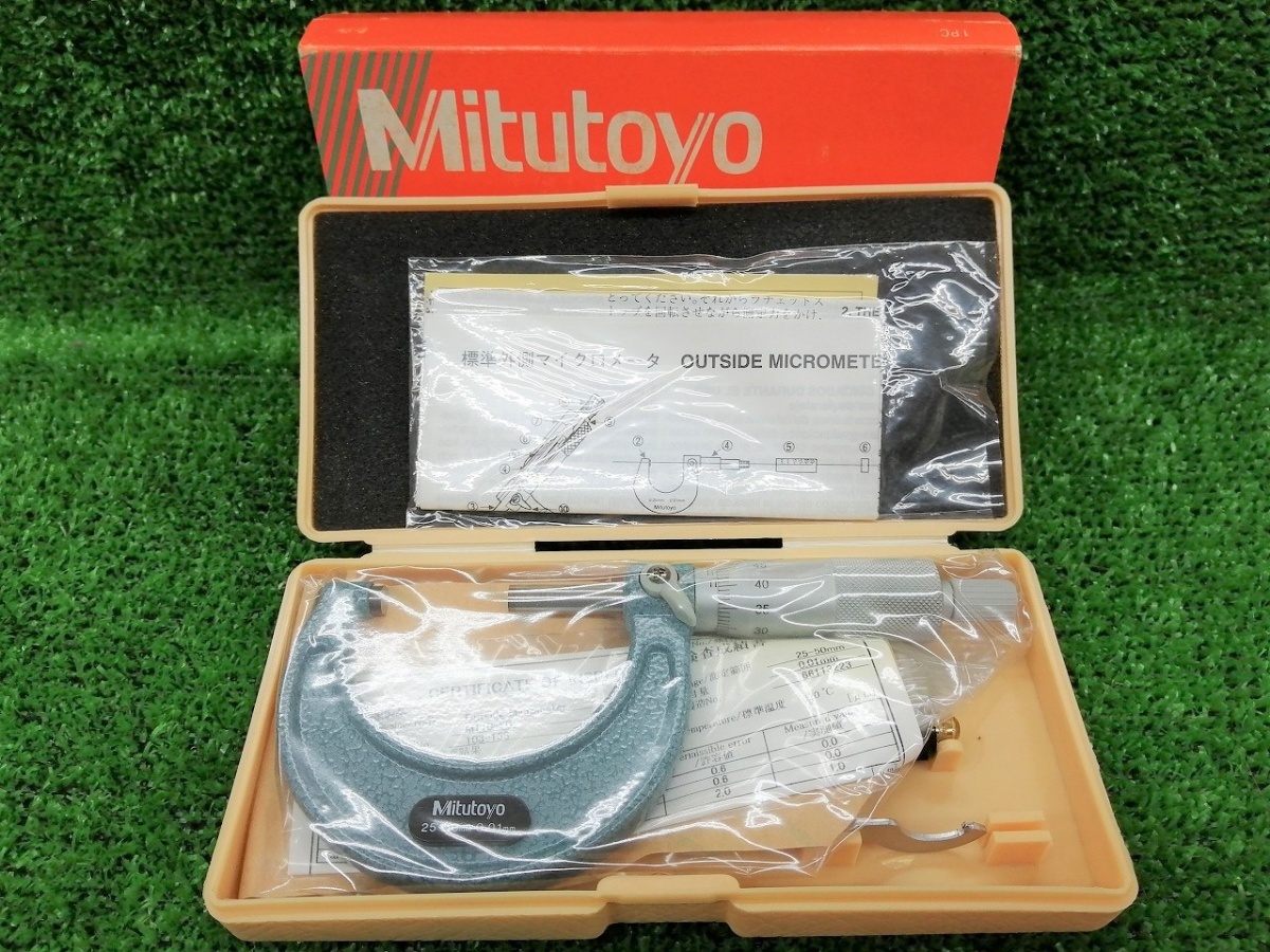 【特価】未使用品 ミツトヨ Mitutoyo 測定範囲25-50mm 標準外側マイクロメータ M110-50_画像1