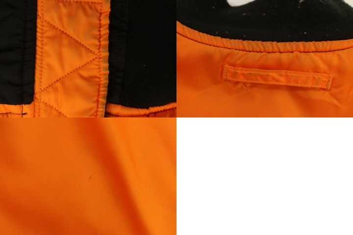 ALPHA INDUSTRIES メンズフライトジャケット M MA-1 ALPHA INDUSTRIES M 黒 ブラック オレンジ 橙 ロゴ【中古】_画像5