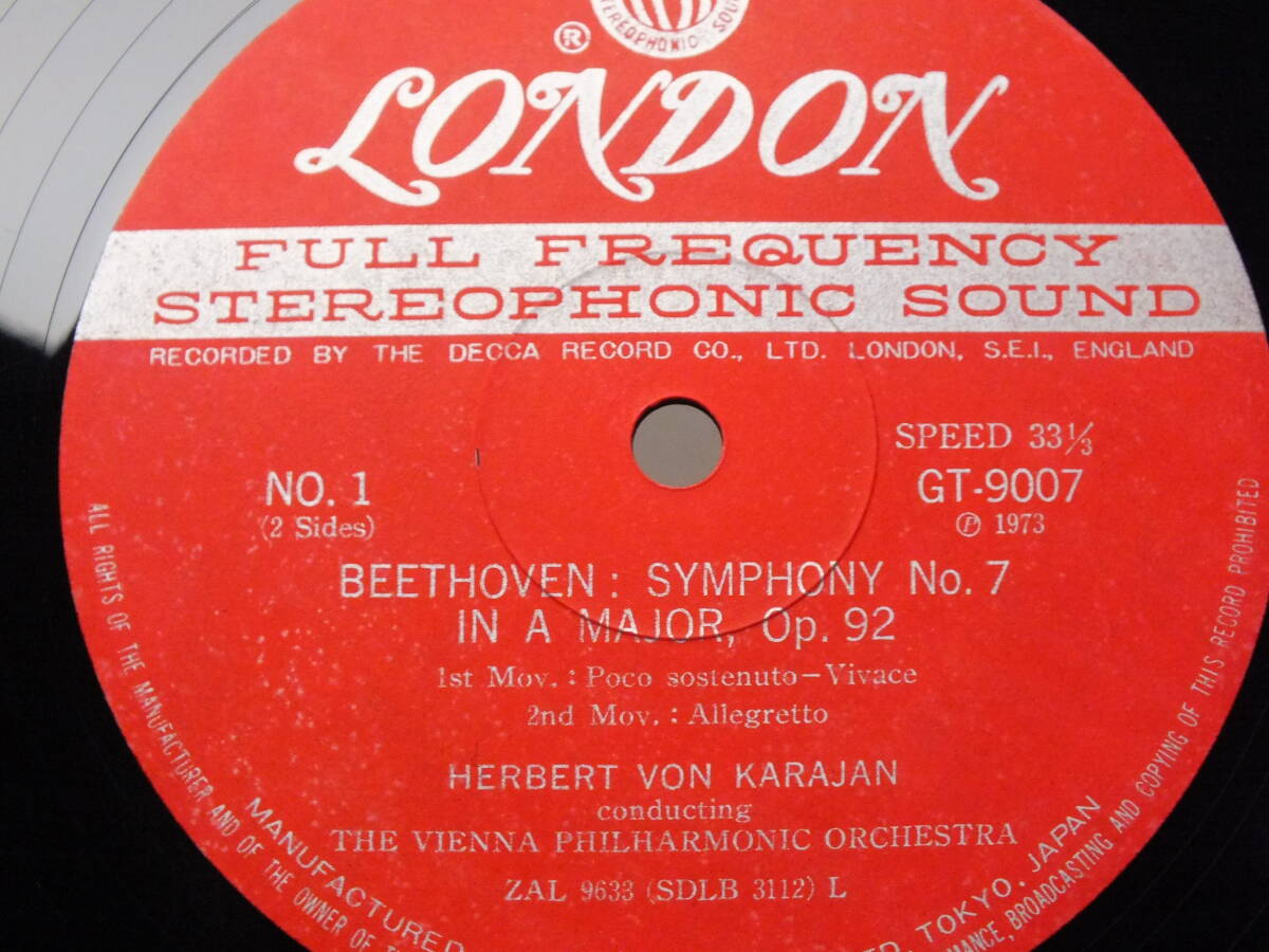 LP GT 9007 ヘルベルト・フォン・カラヤン　ベートーヴェン　交響曲　第７番　ウィーン・フィルハーモニー 【8商品以上同梱で送料無料】_画像5