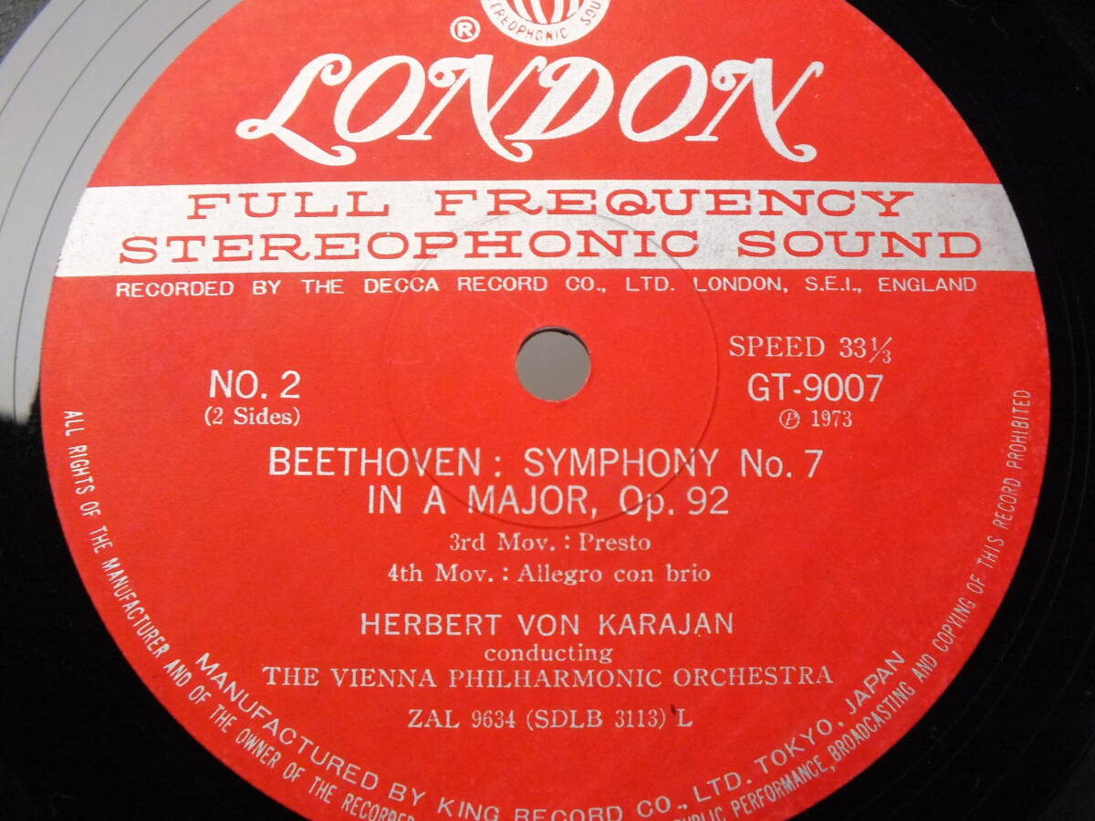 LP GT 9007 ヘルベルト・フォン・カラヤン　ベートーヴェン　交響曲　第７番　ウィーン・フィルハーモニー 【8商品以上同梱で送料無料】_画像6