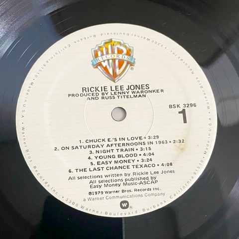 LP■Rickie Lee Jones★リッキー・リー・ジョーンズ「浪漫」79年デビュー・アルバム、今聴いても色褪せないAOR・ロック名盤。_画像6