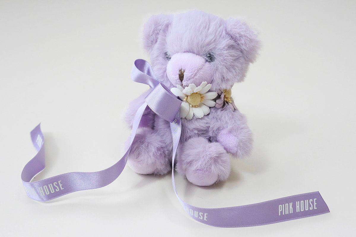 * PINK HOUSE Pink House *.. soft toy corsage lavender *... long do print ribbon attaching *G021