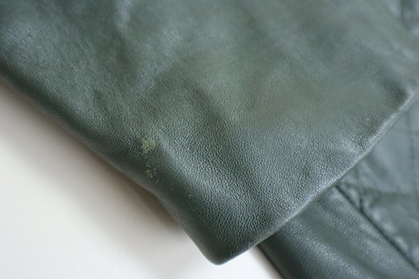 * Vintage BALENCIAGA * кожа двойной пальто оливковый стеганое полотно переключатель BB Logo Balenciaga *BT14