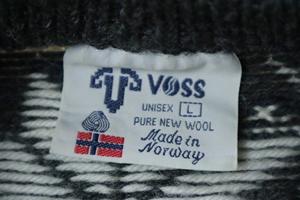 ノルウェー製 ノルディック柄 ウール セーター Lサイズ ◆ 北欧 VOSS クルーネック ニット ◆RN13_画像8
