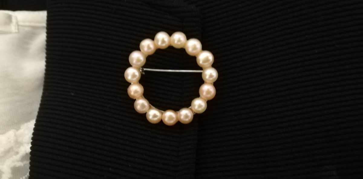 本真珠　淡水パール　ブローチ&ピアス銀925彫　2点セット　ハンドメイド　シルバー925 　帯飾り