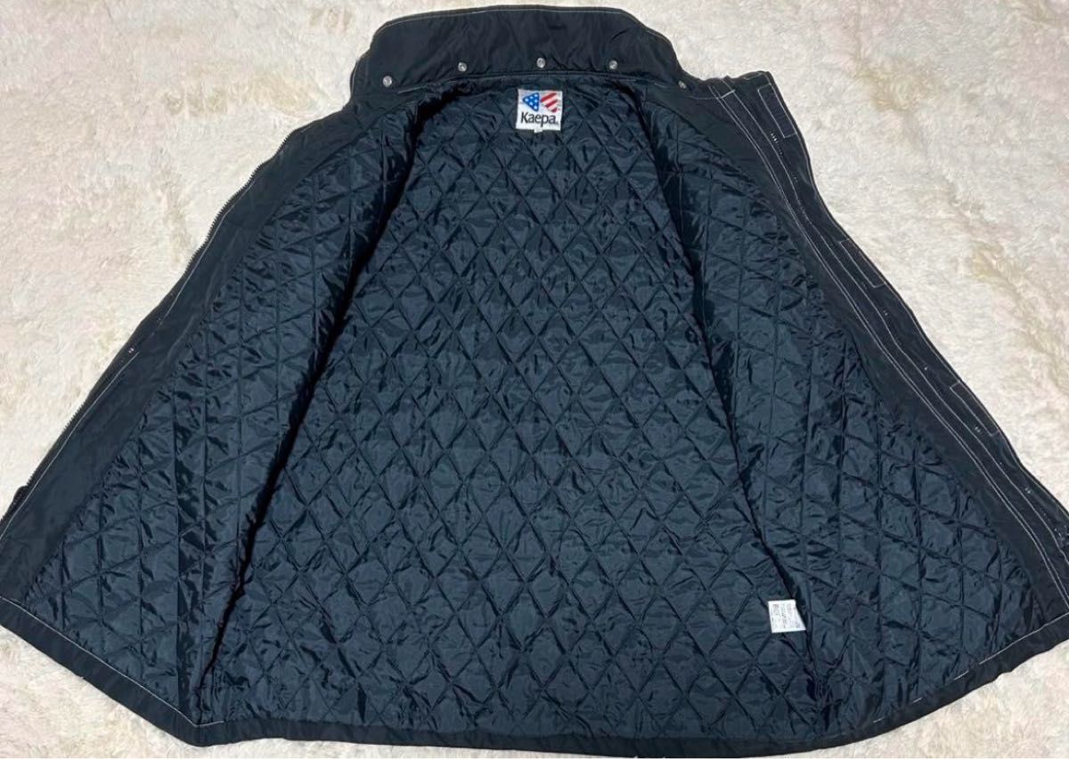 90s ケイパ ビッグシルエット 中綿 ブルゾン ベンチ コート ジャケット L 裏キルティング 黒 ブラック