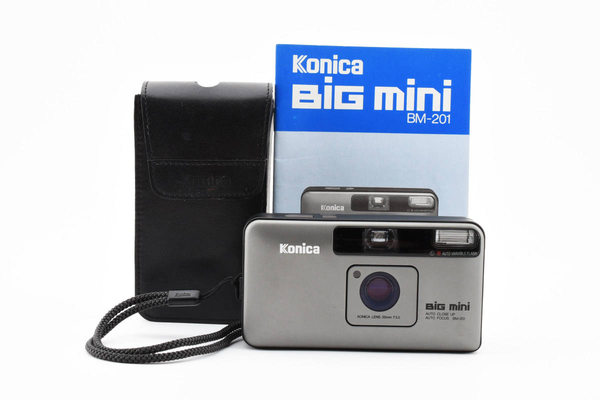 ★外観美品★ Konica コニカ Big mini ビッグミニ BM-201 KONICA LENS 35mm F3.5 コンパクト フィルムカメラ ケース　説明書 #220_画像1