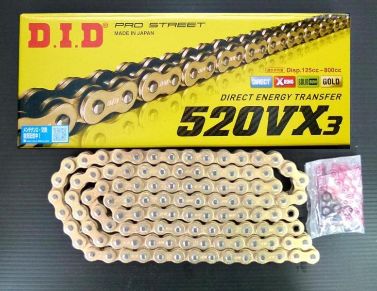 ＃新商品 DIDチェーン ゴールド 520VX3 GOLD 110L NSR250 ホーネット250 Vツインマグナ 新品 即納※の画像1