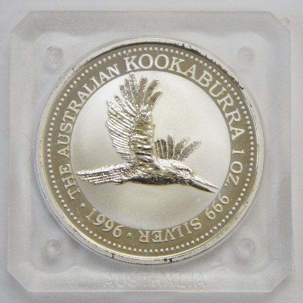 超美品・ケース入り【1996 オーストラリア 1ドル銀貨】$1 KOOKABURRA 1oz 1オンス プラケース未開封 43.4g_画像1