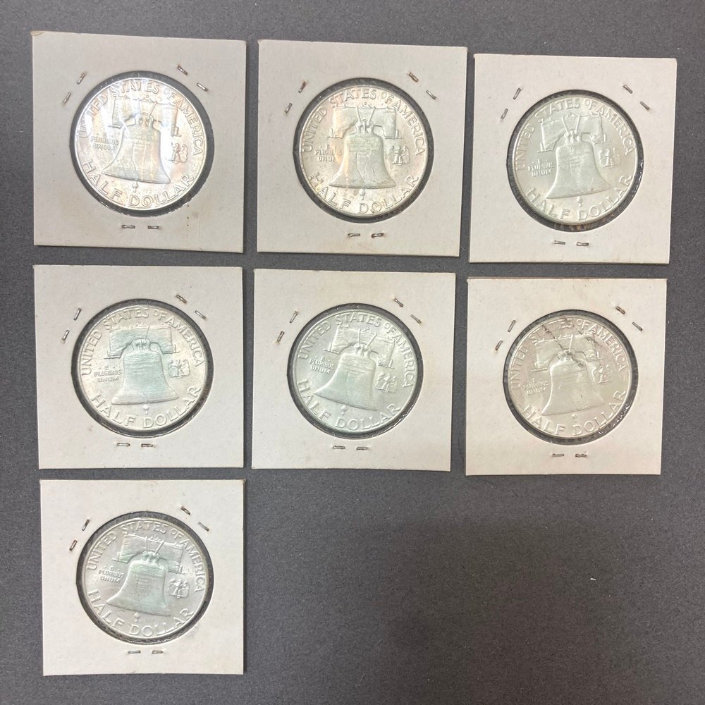 rm) アメリカ銀貨 50セント ハーフダラー フランクリン D ミントマーク有 1958年 1963年 7枚まとめて 外貨 硬貨 ※経年保管品 ②_画像9