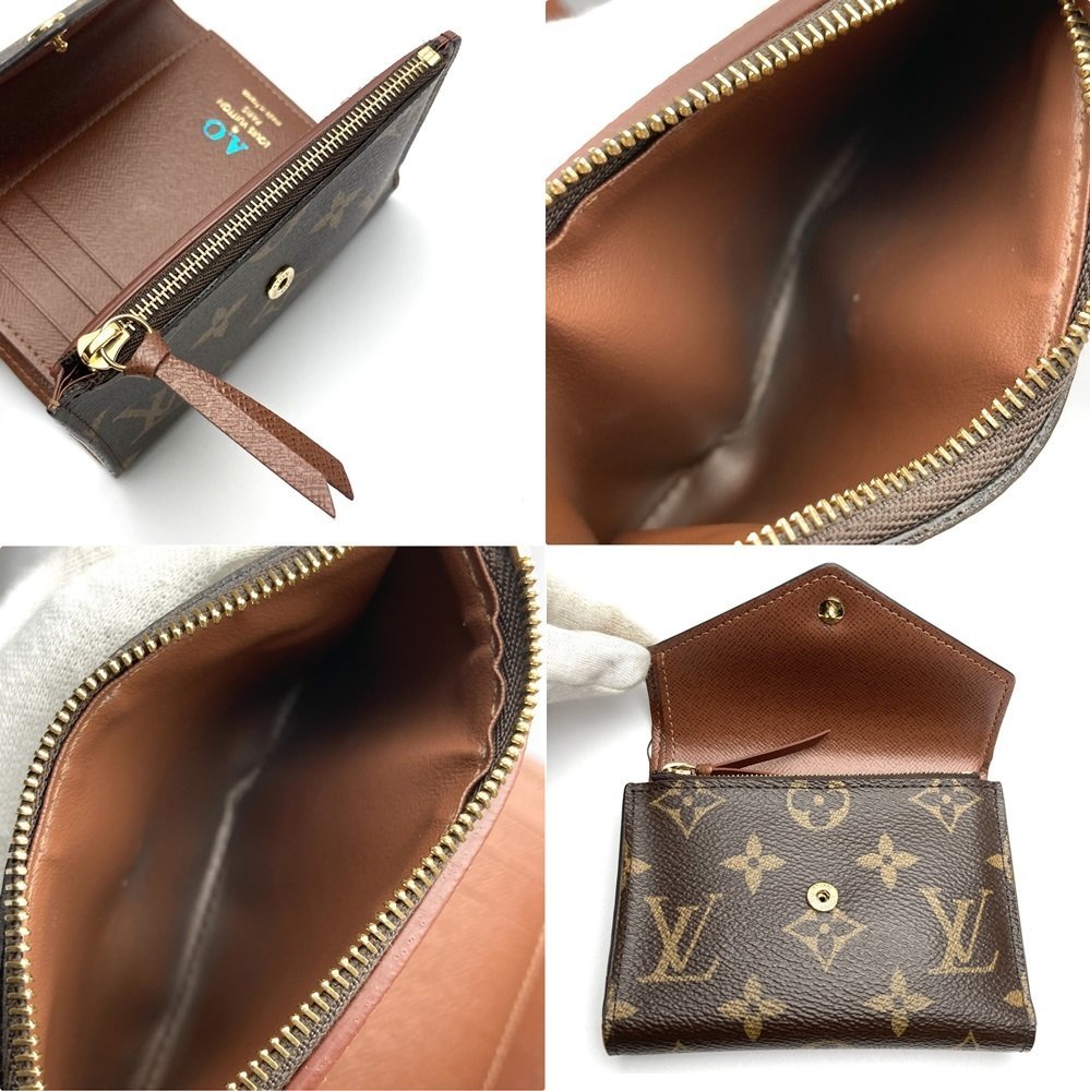 rm) LOUIS VUITTON ルイヴィトン モノグラム ヴィクトリーヌ M62472 3つ折り 財布 ウォレット ※中古 イニシャル有 エントルピー鑑定書付_画像6