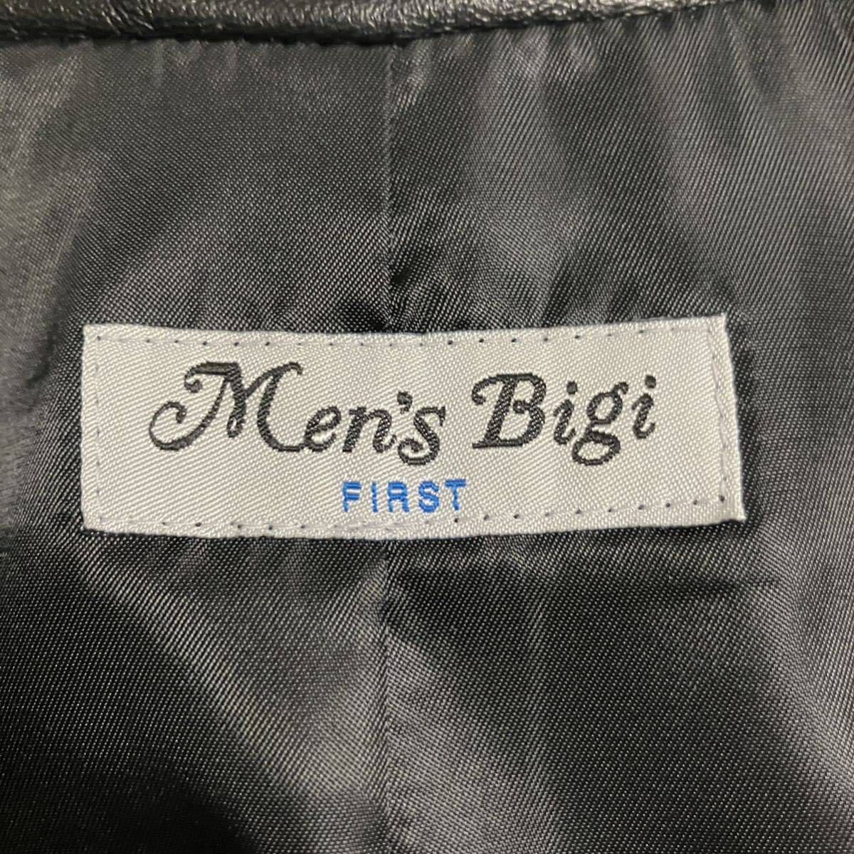 【極上の逸品】1円!! Men's Bigi メンズビギ シングルライダースジャケット 黒 ブラック 3/Lサイズ ラムレザー 羊革 超美品 ブルゾン 艶感_画像4