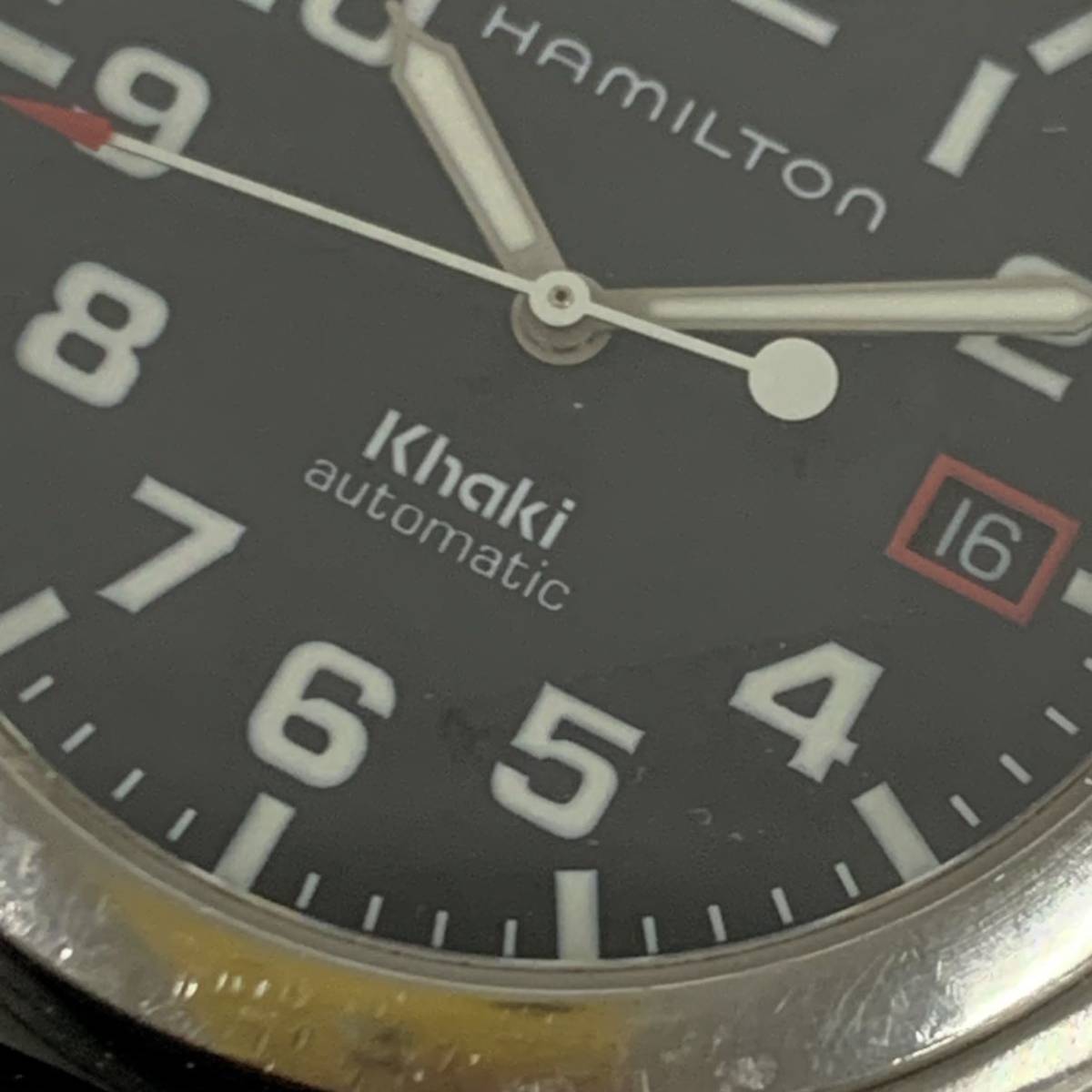 稼働品 ハミルトンHAMILTON Khakiカーキ 現状品 自動巻き腕時計 6311 デイト 裏スケ カy15_画像3