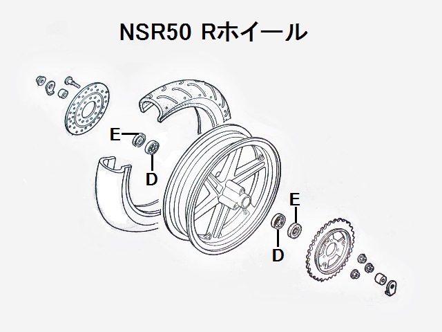 耐久性 NSR50/80 NTN C3 高性能ホイールベアリング ダストシール 前期/後期 純正部品3 6本スポーク パーツ ハブ オイルシール タイヤ交換_画像3