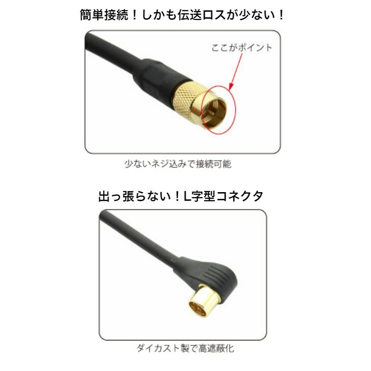 （アウトレット品） マイティ アンテナケーブル 1m テレビケーブル 4K8Kテレビ接続ケーブル 4FBUT1LSG テレビ ケーブル コード 線の画像4