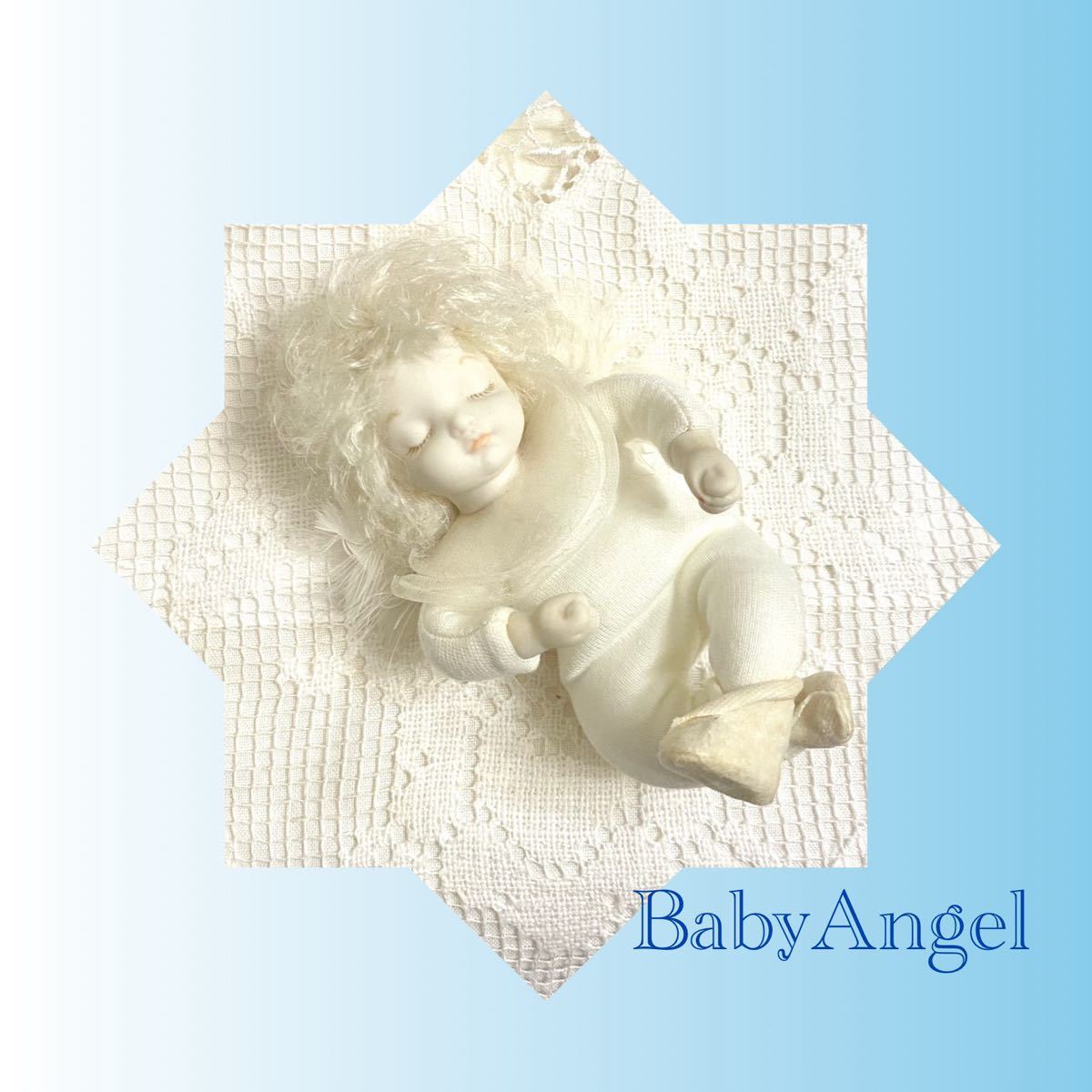 若月まり子 ベビーエンジェル 愛を運ぶ天使の赤ちゃん ハートのベッド ビスクドール 創作人形 ポーセリン 陶器 可愛いBaby Angelの画像10