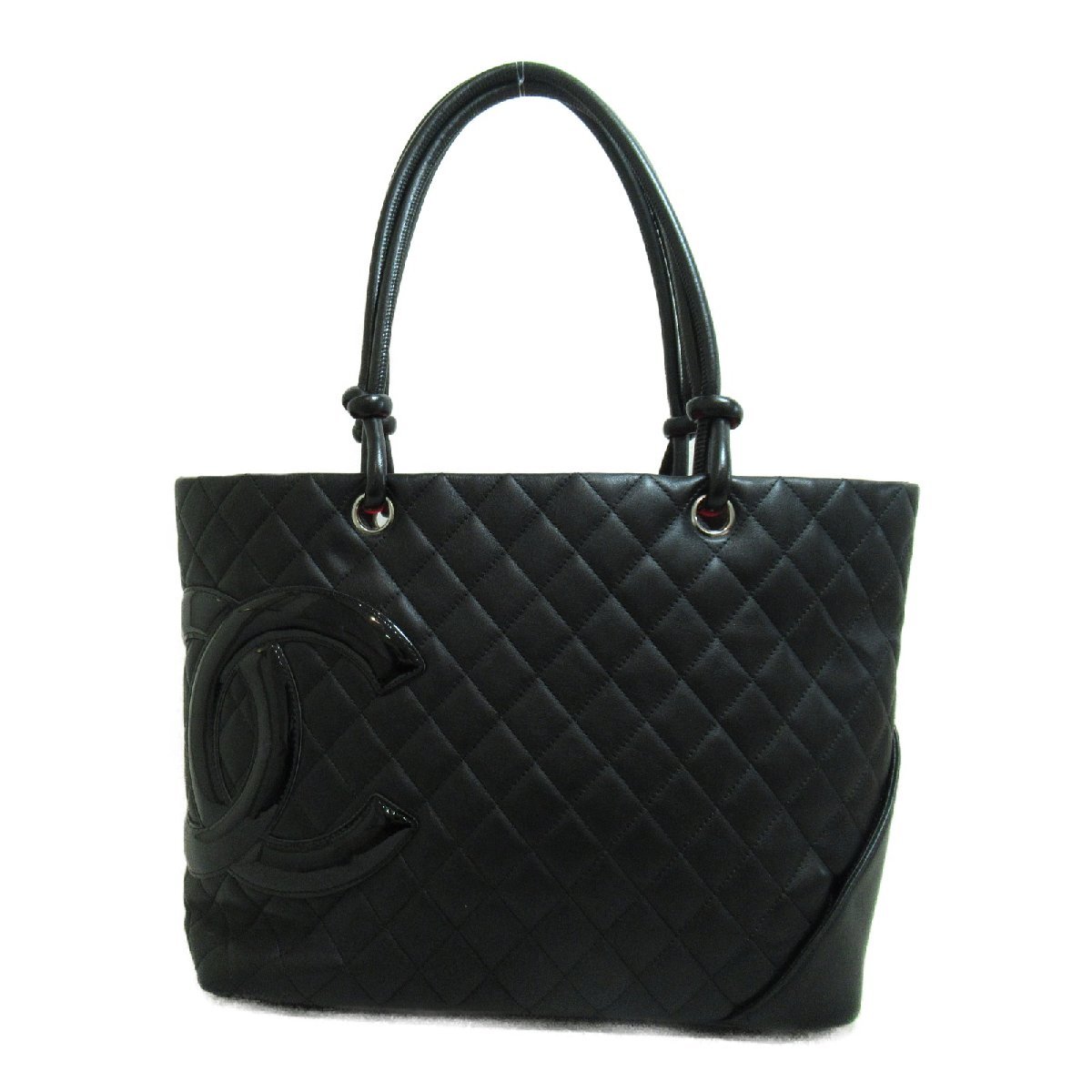 CHANEL シャネル トートバッグ カンボンラインラージトート バッグ ブラック系 ラムスキン(羊革) 中古 レディース