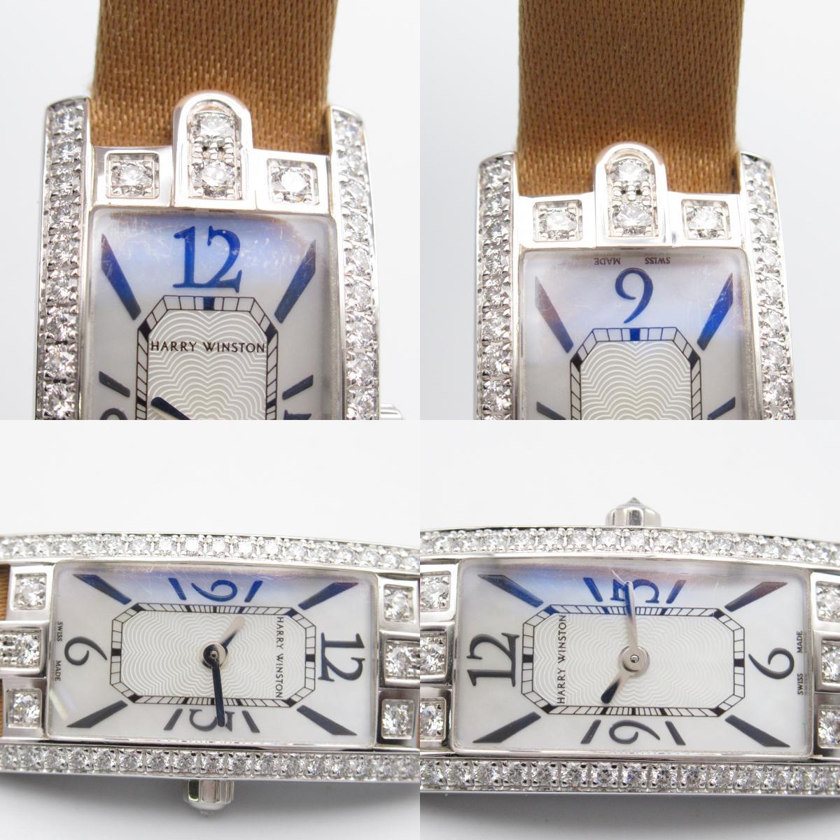 HARRY WINSTON ハリーウィンストン 腕時計 アヴェニューC ミニ ホワイト系 K18WG（ホワイトゴールド） レザーベルト 中古 レディース_画像7