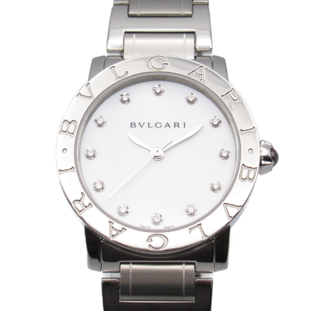 BVLGARI ブルガリ 腕時計 ブルガリ ブルガリ 12Pダイヤ ホワイト系 ステンレススチール 中古 レディース