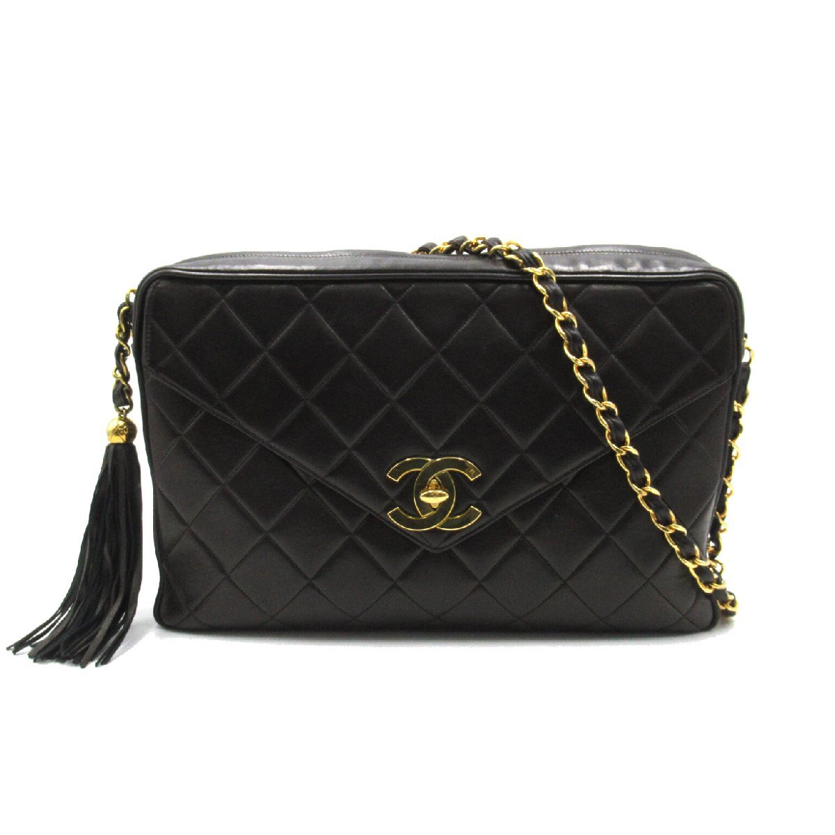 CHANEL シャネル ショルダーバッグ デカマトラッセ チェーンショルダー ブラック系 ラムスキン（羊革） 中古 レディース