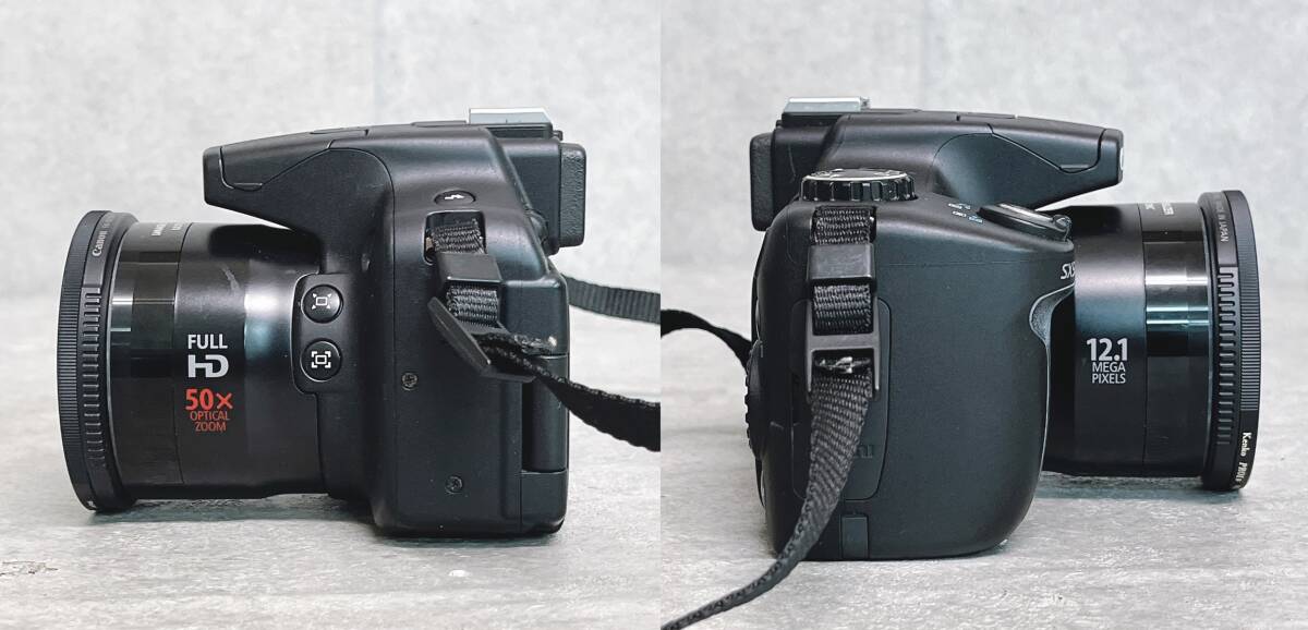 キャノン PowerShot SX50 HS パワーショット コンパクトデジタルカメラ バッテリー フィルター ラバーフード 純正ストラップ付き_画像3
