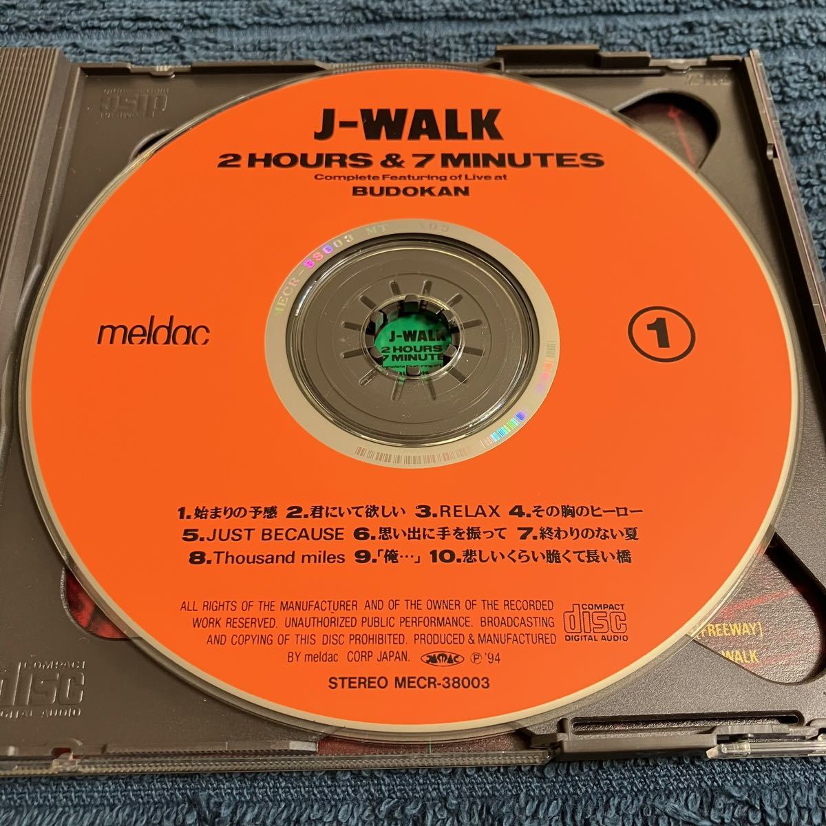 【盤質良好】「J-WALK / 2 HOURS & 7 MINUTES」 帯付き CD2枚組 セル版 MECR-38003~4 武道館コンサート完全収録盤 ライブアルバム JAYWALK_画像5