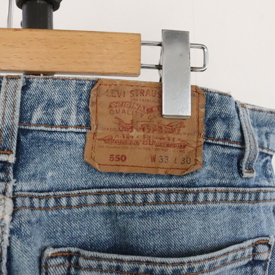 d90 90sビンテージ USA製 Levis リーバイス 550 デニムパンツ■1990年代製 表記33インチ ブルー 青 アメカジ ストリート 激安 希少 卸売_画像3