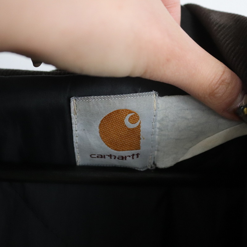 Z40 90sビンテージ carhartt カーハート トラディショナルジャケット■1990年代製 約XLサイズ 黒 中綿 襟コーディロイ ダック ワーク 古着_画像3