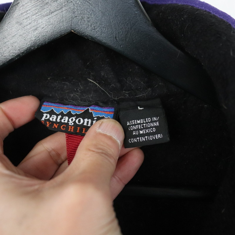 F272 90sビンテージ Patagonia パタゴニア フリースジャケット■1990年代製 表記Lサイズ ハーフジップ 黒 ブラック アメカジ 古着 古着卸_画像3