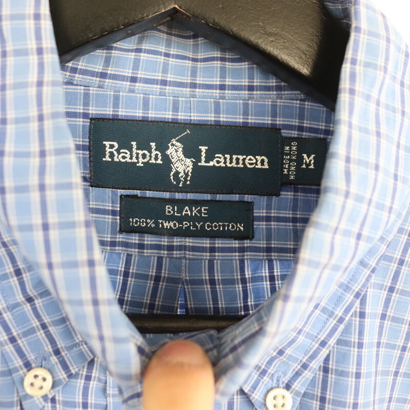 J176 2000年代製 RalphLauren ラルフローレン 長袖チェックシャツ■00s 表記Mサイズ ボタンダウン BLAKE ブルー 青 アメカジ ストリート_画像3