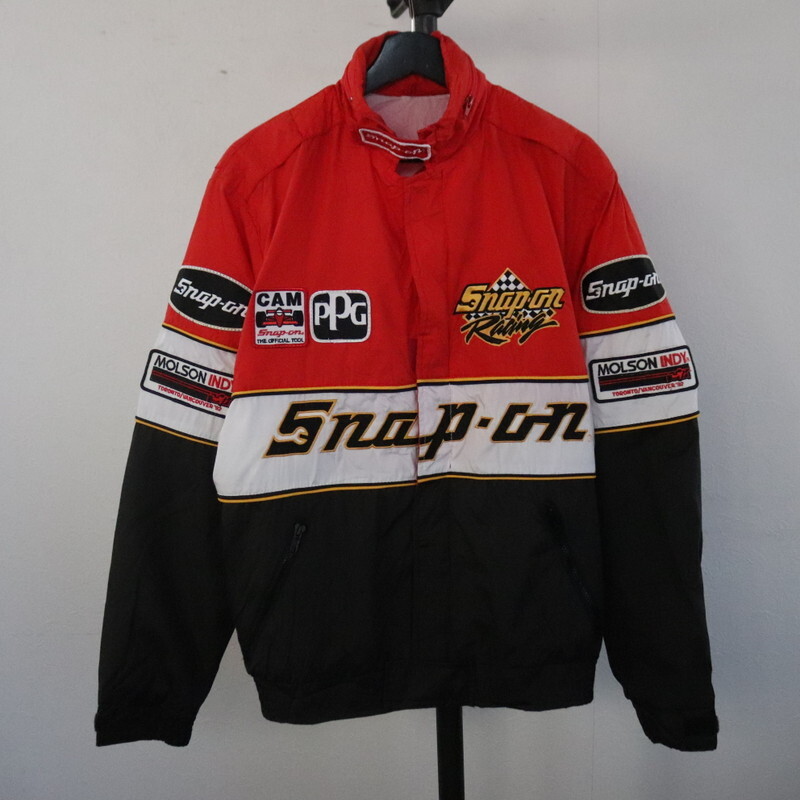 P246 80sビンテージ ASTROSPORTSWEAR レーシングジャケット■1980年代製 表記Lサイズ レッド SNAPON ワッペン 古着 アメカジ ストリート_画像2